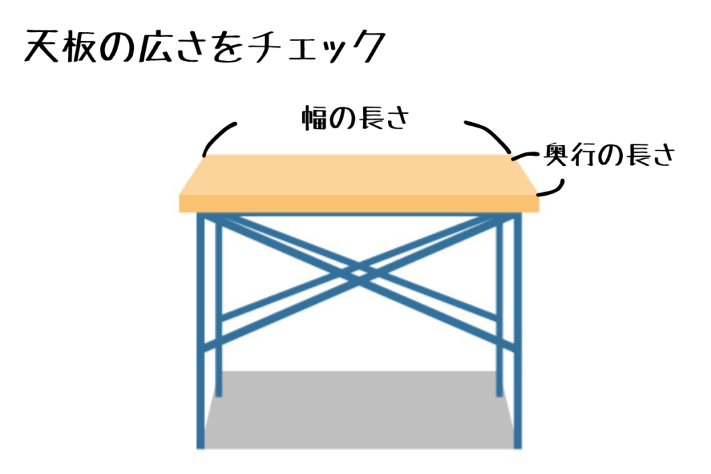 天板の広さをチェック